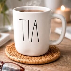 Rae Dunn TIA Mug Pink Interior Personalized Coffee Cup